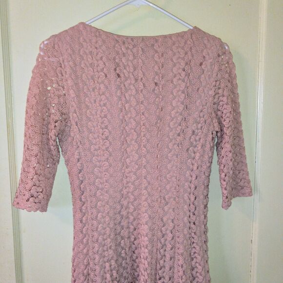 Chris McLaughlin Size 6 Crochet Lace Fit N Flare Dress-Elbow Sleeve-Lined - Picture 6 of 9